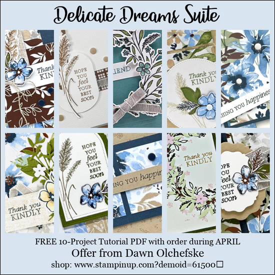 DOstamping Shopping Gift for orders of $30 or more during March, receive Delicate Dreams Suite 10-Project Tutorial PDF, offer from Dawn Olchefske, #DOstamping #howdSheDOthat, #stampinup